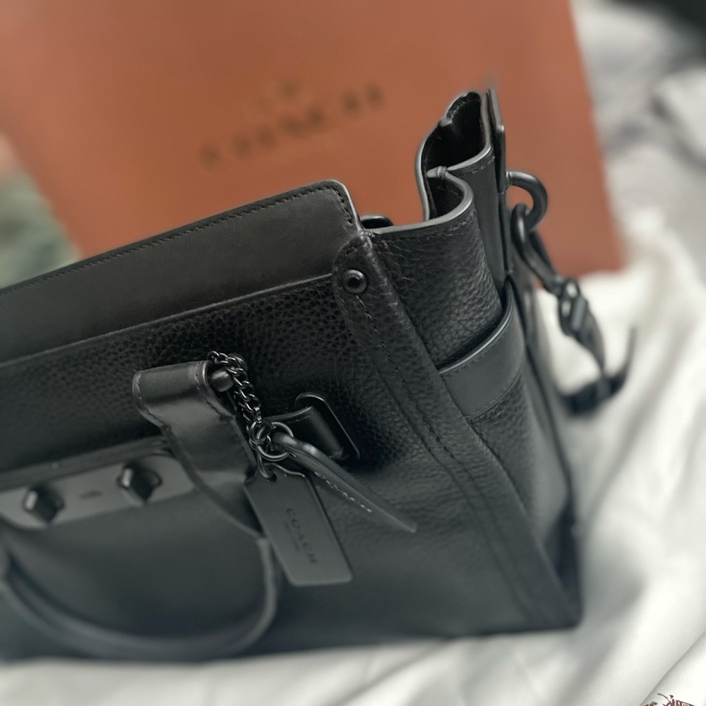 Matte black coach purse